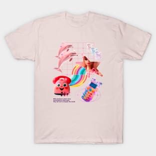 Cute & Sweet Retro Kids Toys Collage Cuteness T-Shirt